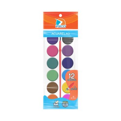 Acuarelas - 12 colores (Bolsa PVC)