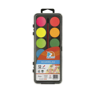 Acuarelas - 12 colores (Estuche plástico)